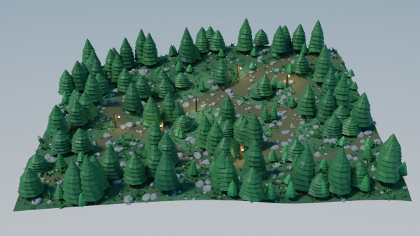 Low-poly Forest Assets and Scene