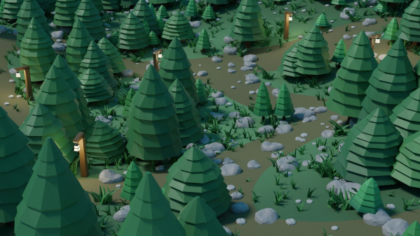Low-poly Forest Assets and Scene