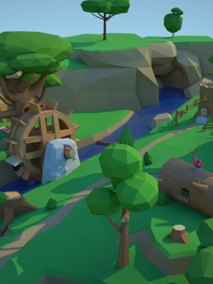 low-poly-forest-scene-with-tree-houses-3d-model-low-poly-fbx