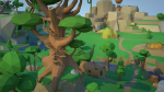 Low Poly Forest Scene with Tree Houses