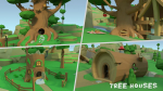 Low Poly Forest Scene with Tree Houses