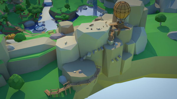 Low Poly Forest Scene with Tree Houses