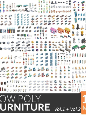 Low Poly Furniture - 1000 models collection interior Vol1-Vol2