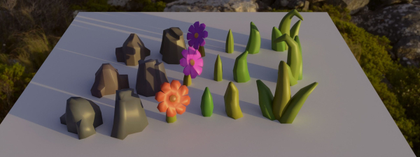 Low poly grass elements