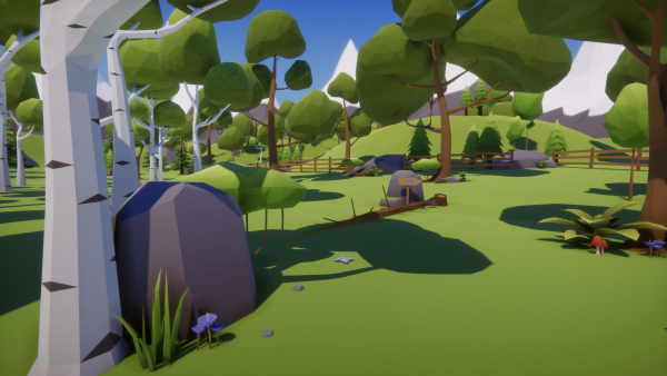 Low Poly Nature - 4 Seasons Trees Grass and Rocks