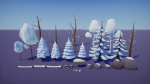 Low Poly Nature - 4 Seasons Trees Grass and Rocks