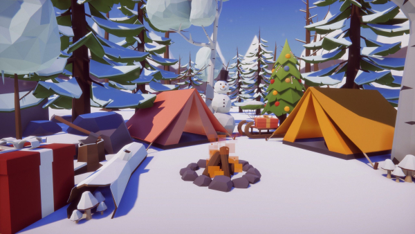 Low Poly Nature - 4 Seasons Trees Grass and Rocks