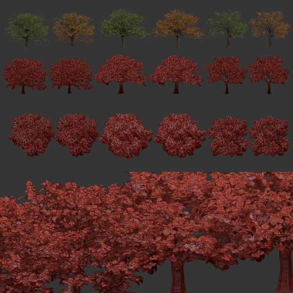 Low poly Oak tree vol 54-Blender