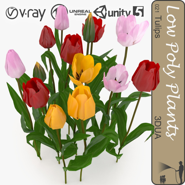 Low Poly Plants dandelion flowers