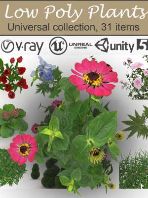 Low Poly Plants dandelion flowers