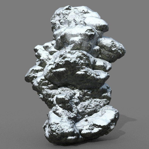 Low poly Snow Rock B-190426