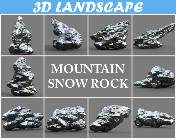 Low poly Snow Rock B-190426