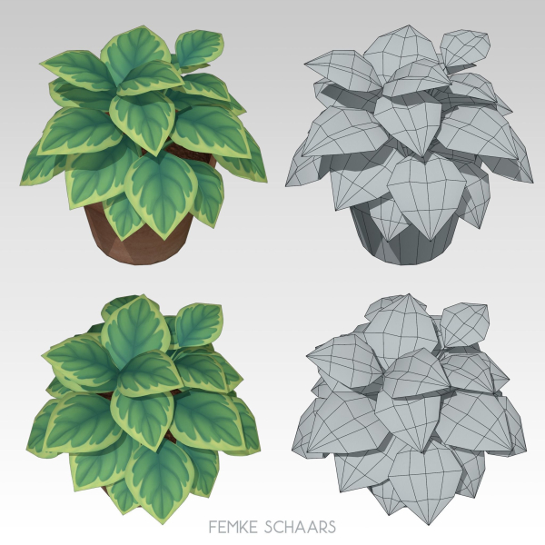 Low-Poly Stylized Flower Pot Plants Pack