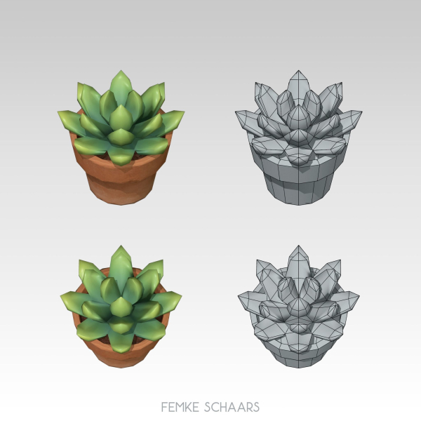 Low-Poly Stylized Flower Pot Plants Pack