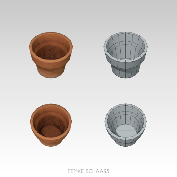 Low-Poly Stylized Flower Pot Plants Pack