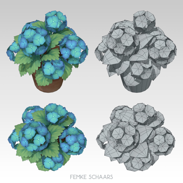 Low-Poly Stylized Flower Pot Plants Pack
