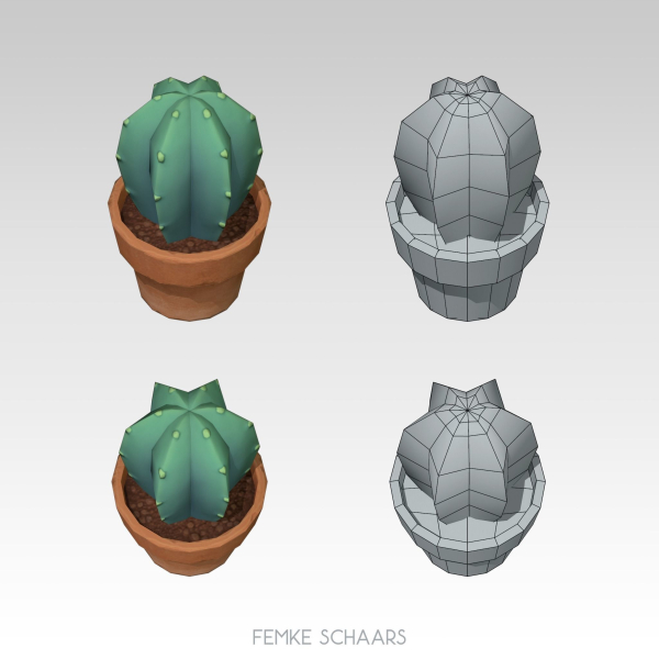 Low-Poly Stylized Flower Pot Plants Pack