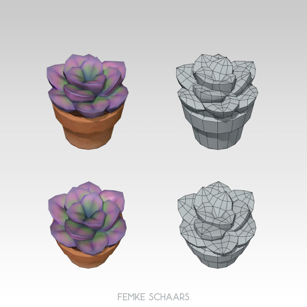 Low-Poly Stylized Flower Pot Plants Pack