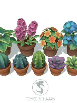Low-Poly Stylized Flower Pot Plants Pack