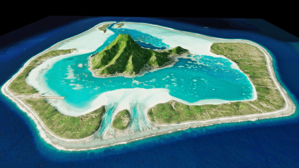 maupiti island 3d model terrain