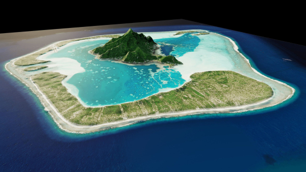 maupiti island 3d model terrain