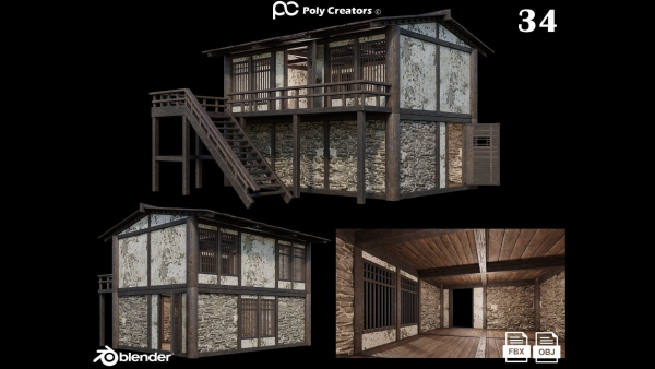 Medieval Houses Pack 31-32-33-34-35 - 4K Textures Game Ready
