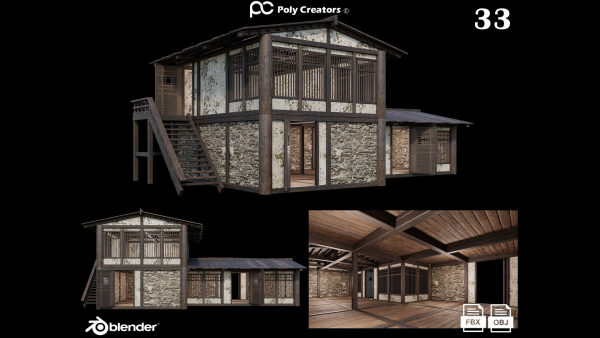 Medieval Houses Pack 31-32-33-34-35 - 4K Textures Game Ready
