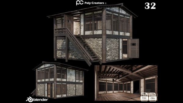 Medieval Houses Pack 31-32-33-34-35 - 4K Textures Game Ready