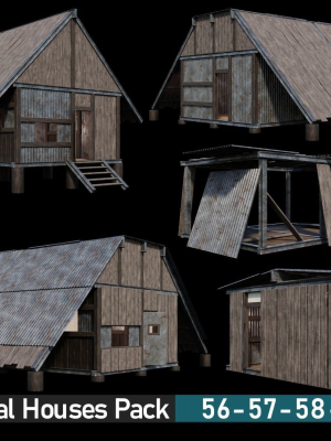 Medieval Houses Pack 56-57-58-59-60 - 4K Textures Game Ready