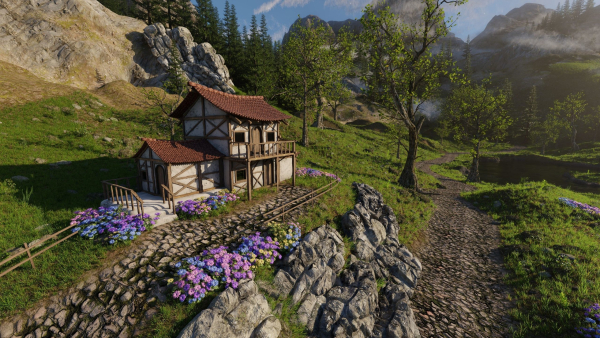 Medieval Village Scene