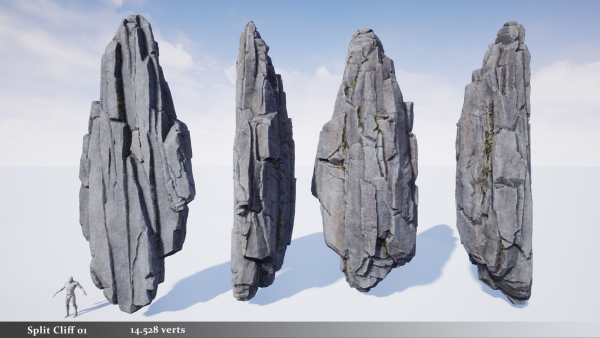 Modular Realistic Looking Cliffs and Rocks UE