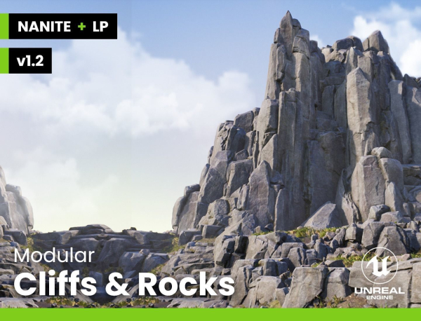 Modular Realistic Looking Cliffs and Rocks UE