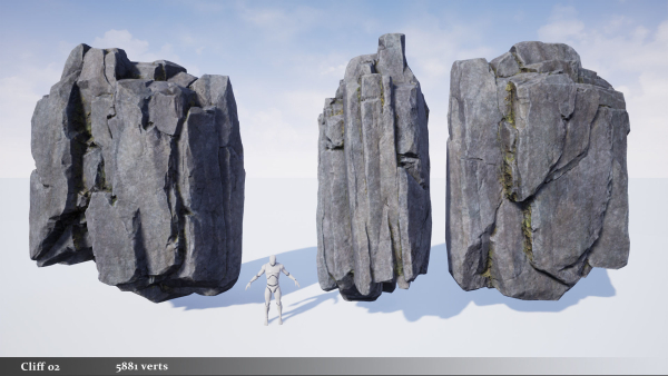 Modular Realistic Looking Cliffs and Rocks UE