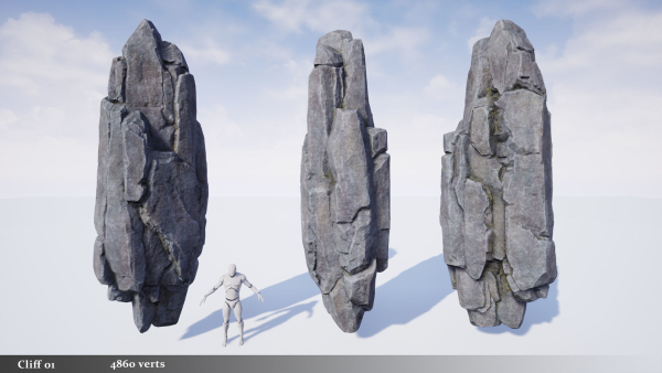 Modular Realistic Looking Cliffs and Rocks UE