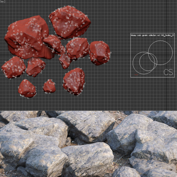Mossy rocks 3D PBR Models Pack