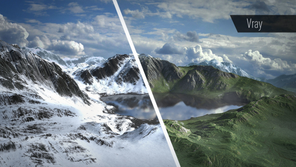 Mountain Lake Summer and Winter Textures