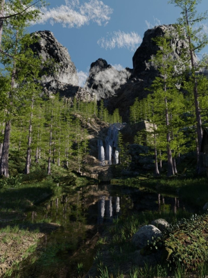 Old House in Forest Scene