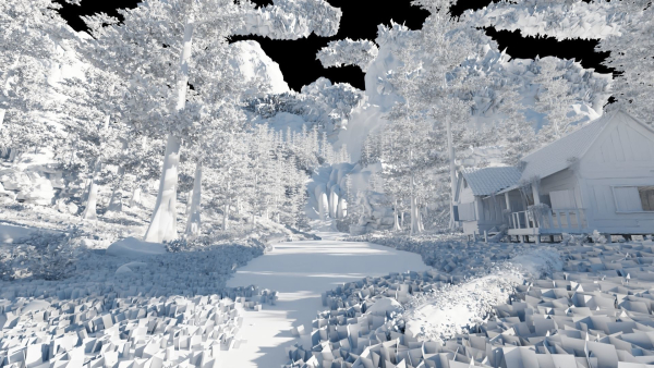 Old House in Forest Scene