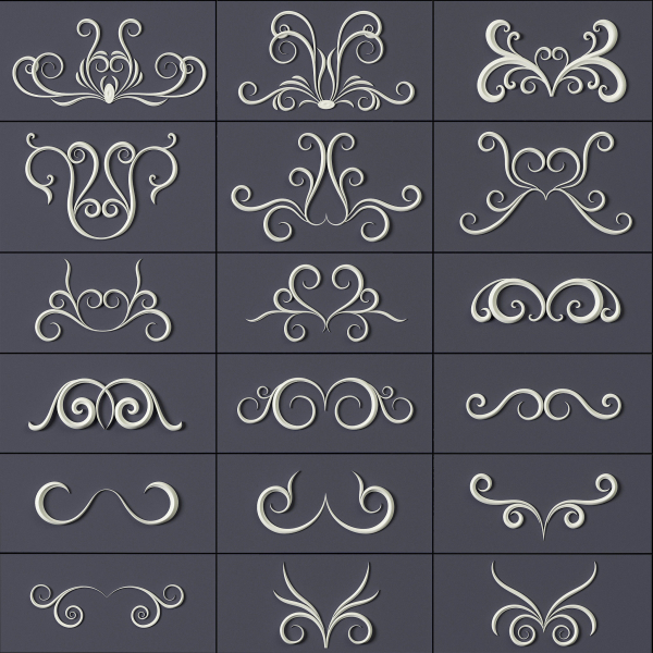 ORNAMENT BRUSHES ALPHA and 3D MODEL- VOL 01 - 02 - 03 - 04 - 05