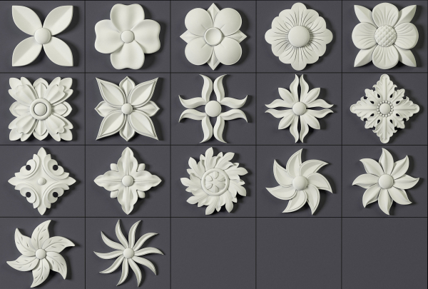 ORNAMENT BRUSHES ALPHA and 3D MODEL- VOL 01 - 02 - 03 - 04 - 05