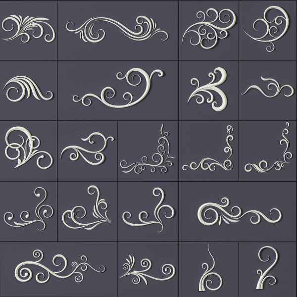ORNAMENT BRUSHES ALPHA and 3D MODEL- VOL 01 - 02 - 03 - 04 - 05