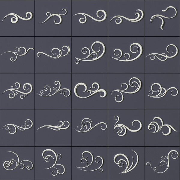 ORNAMENT BRUSHES ALPHA and 3D MODEL- VOL 01 - 02 - 03 - 04 - 05