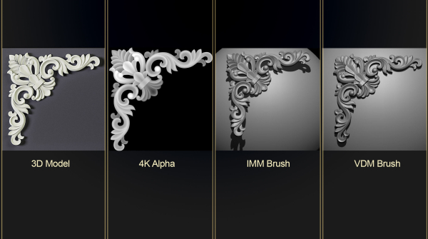 ORNAMENT BRUSHES ALPHA and 3D MODEL- VOL 01 - 02 - 03 - 04 - 05