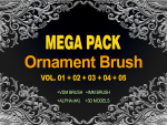 ORNAMENT BRUSHES ALPHA and 3D MODEL- VOL 01 - 02 - 03 - 04 - 05