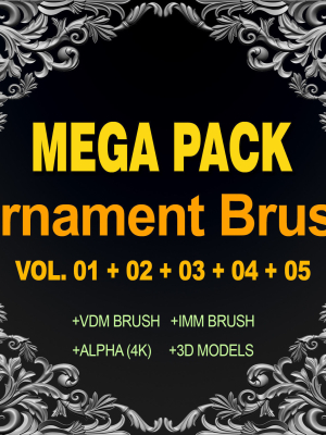 ORNAMENT BRUSHES ALPHA and 3D MODEL- VOL 01 - 02 - 03 - 04 - 05