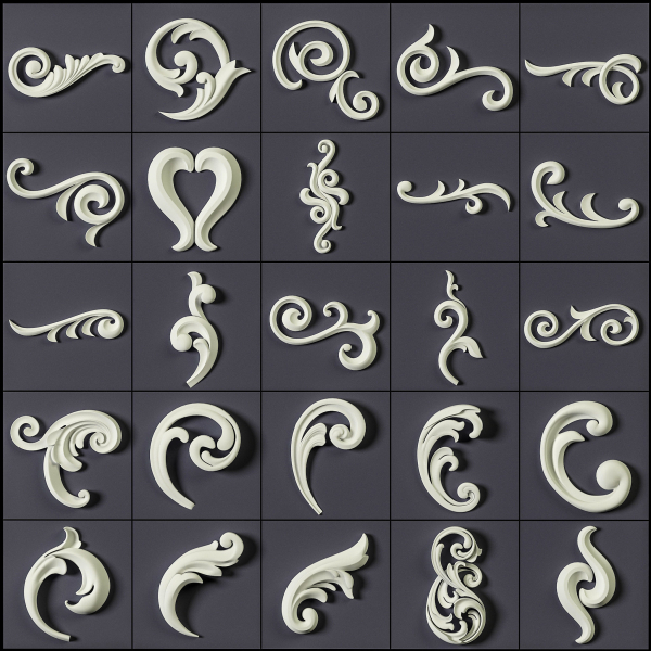 ORNAMENT BRUSHES ALPHA and 3D MODEL- VOL 01 - 02 - 03 - 04 - 05