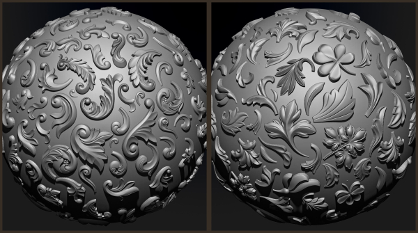 ORNAMENT BRUSHES ALPHA and 3D MODEL- VOL 01 - 02 - 03 - 04 - 05