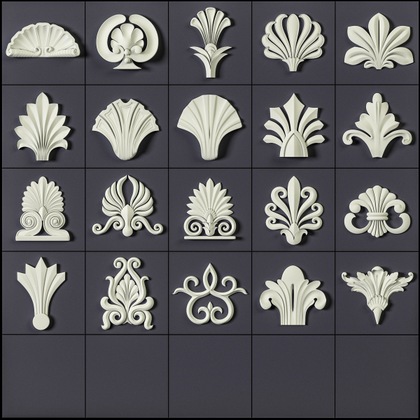ORNAMENT BRUSHES ALPHA and 3D MODEL- VOL 01 - 02 - 03 - 04 - 05