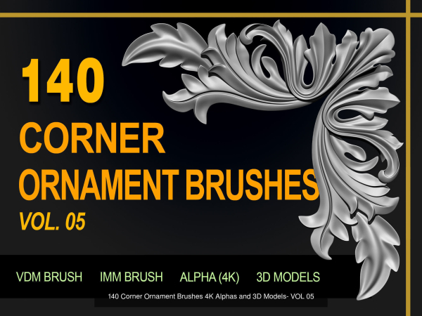 ORNAMENT BRUSHES ALPHA and 3D MODEL- VOL 01 - 02 - 03 - 04 - 05