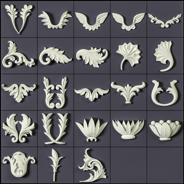ORNAMENT BRUSHES ALPHA and 3D MODEL- VOL 01 - 02 - 03 - 04 - 05
